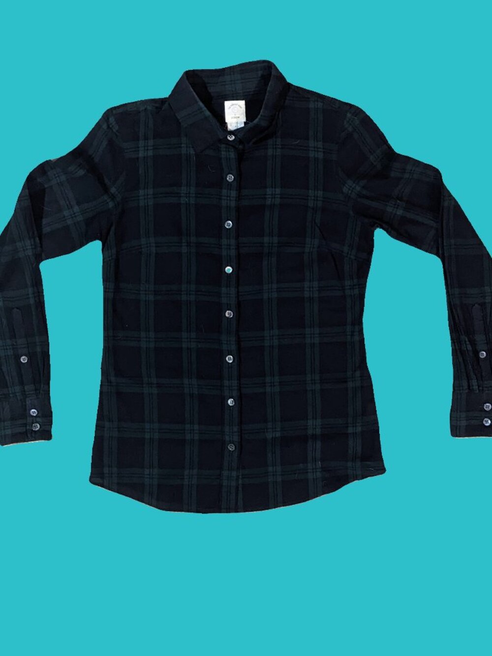 J. Crew "The Perfect Shirt" in Blue Green Tartan Plaid Size 0 Preowned